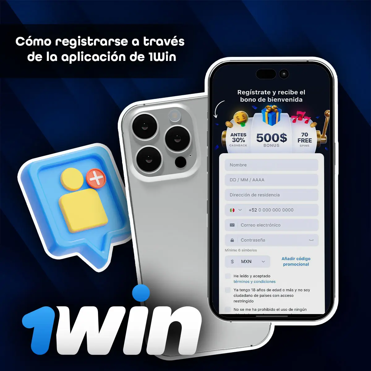 Instrucciones paso a paso para registrarse en la aplicación móvil 1win