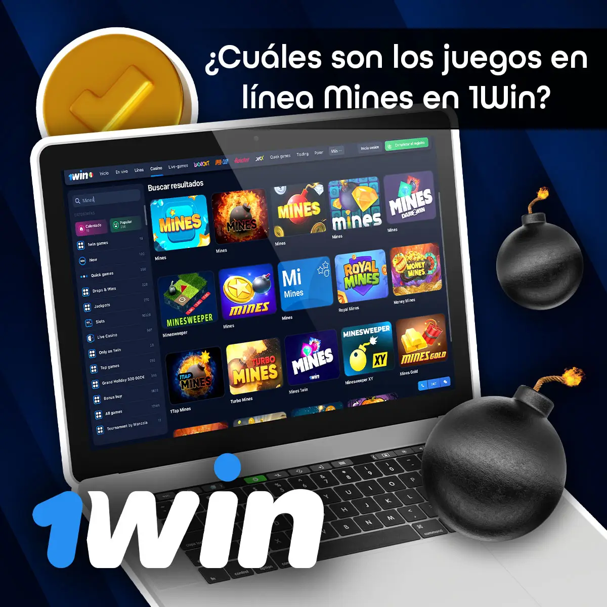 Información sobre el juego Minas en la plataforma 1win